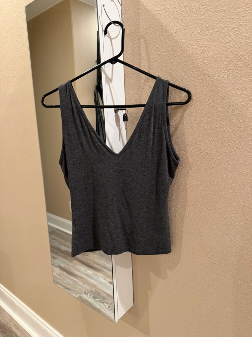 SHEIN Charcoal Ribbed V-Neck Tank Top